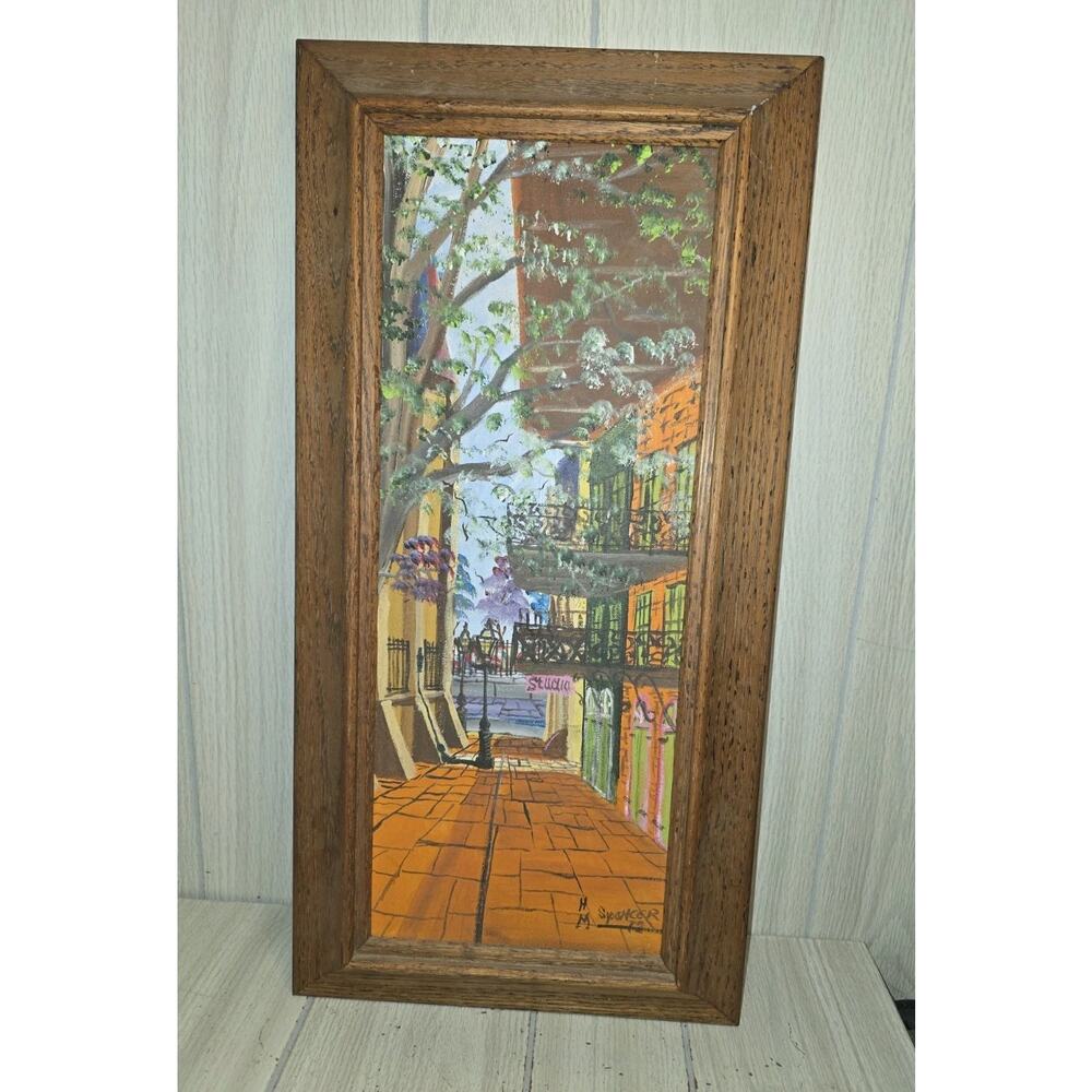 Herbert Spencer Pirates Alley Looking To Jackson SQ New Orleans Oil Painting 72'